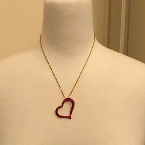 Red Rhinestone Gold Heart Necklace